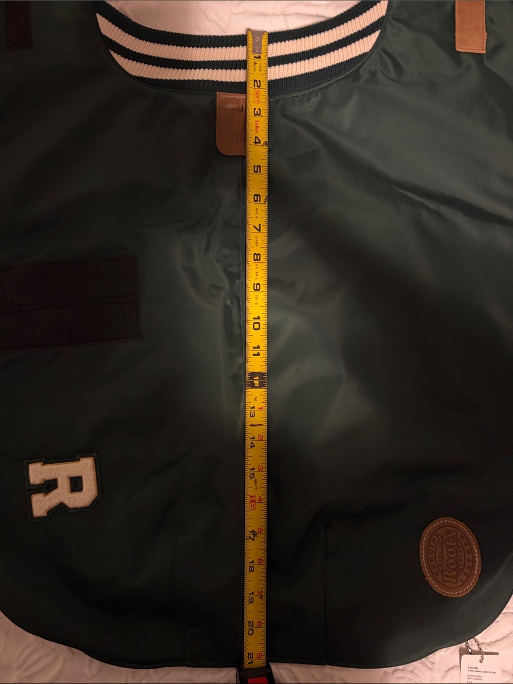 Green Roots Dog Coat O/S size with Letter Patch and Original Tags - Picture 11 of 11